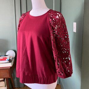 NWOT: Mauve Lace Puff Sleeve Shirt | Dolan | Anthropologie | XL